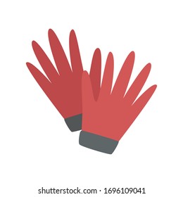 Guantes de goma para jardinería. Ilustración vectorial plana.