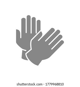 Rubber gloves gray icon. Cleaning supply, hand disinfection symbol