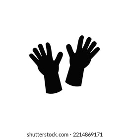 Rubber gloves icon in black flat glyph, filled style isolated on white background