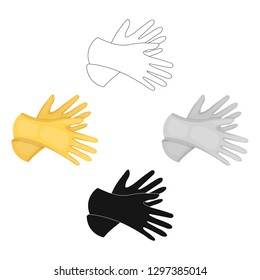 Rubber gloves icon in cartoon style isolated on white background. Cleaning symbol stock vector illustration.