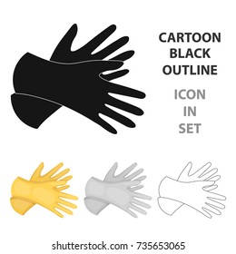Rubber gloves icon in cartoon style isolated on white background. Cleaning symbol stock vector illustration.