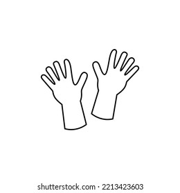 Rubber gloves icon in line style icon, isolated on white background
