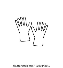 Icono de guantes de goma en un icono de estilo de línea, aislado en fondo blanco