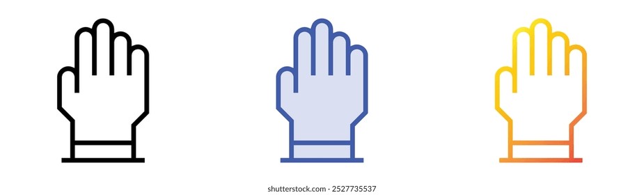 Gummihandschuh-Symbol. Lineares, blaues Füllungs- und Farbverlauf-Design einzeln auf weißem Hintergrund