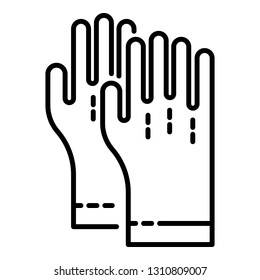 Rubber gloves icon. Outline rubber gloves vector icon for web design isolated on white background