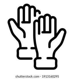Rubber gloves icon. Outline rubber gloves vector icon for web design isolated on white background