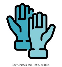 Icono de guantes de goma. Guantes de goma de contorno de color de icono de Vector plano aislado