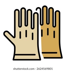 Icono de guantes de goma. Guantes de goma de contorno de color de icono de Vector plano aislado