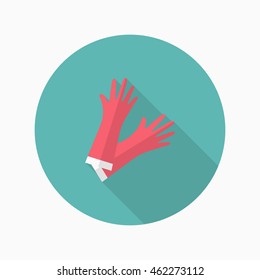 Rubber gloves icon , Vector flat long shadow design. 