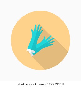 Rubber gloves icon , Vector flat long shadow design.
