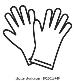 Rubber Gloves Icon Vector Isolated. Outlined Symbol Of Washing Tool. Protective Clothing, Safety For Hands. Two Gloves.