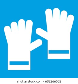 Rubber gloves icon white isolated on blue background vector illustration
