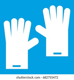Rubber gloves icon white isolated on blue background vector illustration