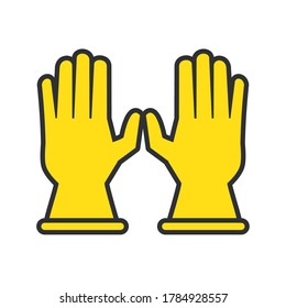 rubber gloves line and fill style icon vector illustration design