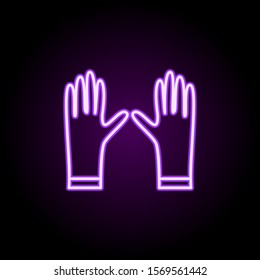 Rubber gloves neon icon. Simple thin line, outline vector of cleaning icons for ui and ux, website or mobile application