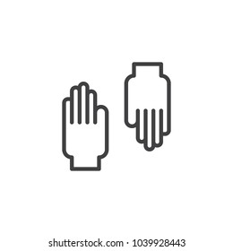 Rubber gloves outline icon. linear style sign for mobile concept and web design. Protective gloves simple line vector icon. Hands symbol, logo illustration. Pixel perfect vector graphics