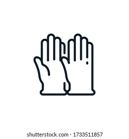 Gummihandschuhe umreißen Symbole. Vector-Abbildung. Bearbeitbarer Strich. Einziges Symbol geeignet für Web, Infografiken, Interface und Apps.