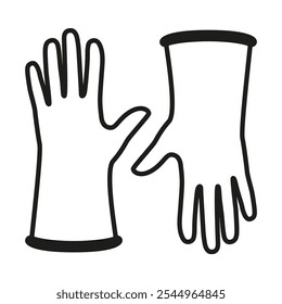 Rubber gloves outline isolated on a white background