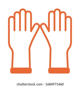 rubber gloves protection toolline style vector illustration design