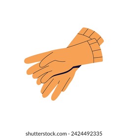 Rubber gloves for safety work with chemical products, detergent. Protective latex hand wear for home cleaning. Housework uniform accessory. Flat isolated vector illustration on white background