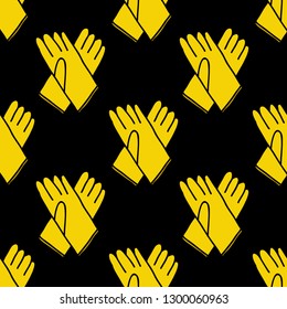 rubber gloves seamless doodle pattern