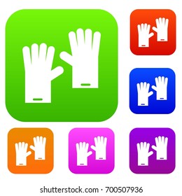 Rubber gloves set icon in different colors isolated vector illustration. Premium collection