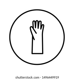 Rubber gloves. Universal icon for web and mobile application. Vector illustration on a white background. Editable Thin line.