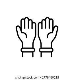 Icono vectorial de guantes de goma aislado en fondo blanco