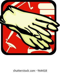 Rubber Gloves.Pantone colors.Vector illustration