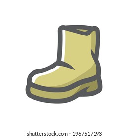 Rubber Green Boot Vector icon Cartoon illustration.