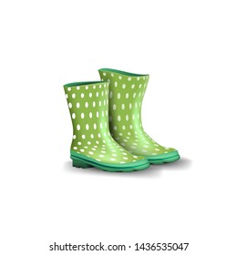 Rubber green boots isolated on white background for your creativity