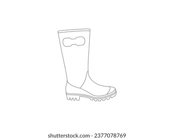 rubber Gumboots with a strap.Vector illustration of gumboots icon line isolated on clean background for your web mobile app logo design.Black white vector illustration. Isolated on a white background.