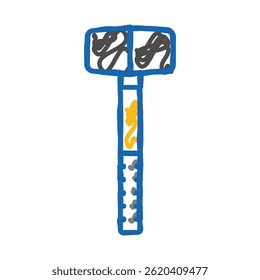 Martillo de goma herramienta doodle icono bosquejo Vector. martillo de goma herramienta signo. ilustración de símbolo aislado
