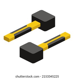 Rubber hammer. Vector 3d line isometric, color web icons, new flat style. Creative design idea for infographics.