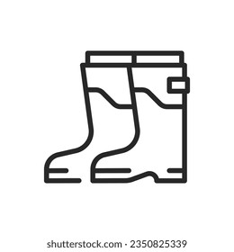 Rubber Hunting Boots Icon. Vector Linear Illustration of  Outdoor Adventure and Wilderness Footwear.