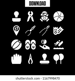 rubber icon. 16 rubber vector set. drag, riverboarding, hand holding balloons and balloons icons for web and design about rubber theme