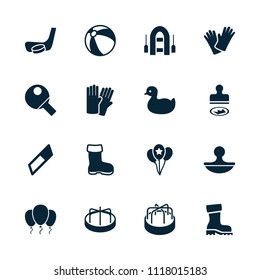 Rubber icon. collection of 16 rubber filled icons such as boot, duck, beach ball, child playground carousel, glove, eraser, gloves. editable rubber icons for web and mobile.