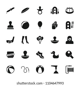 Rubber icon. collection of 25 rubber filled icons such as pacifier, beach ball, child playground carousel, woman boots, boot. editable rubber icons for web and mobile.