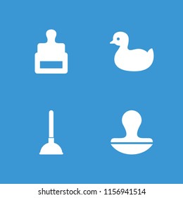 Rubber icon. collection of 4 rubber filled icons such as stamp, duck. editable rubber icons for web and mobile.
