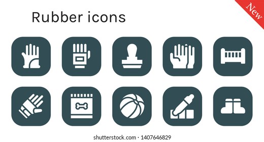 rubber icon set. 10 filled rubber icons.  Simple modern icons about  - Gloves, Stamp, Crib, Feed, Beach ball, Eyedropper, Boots