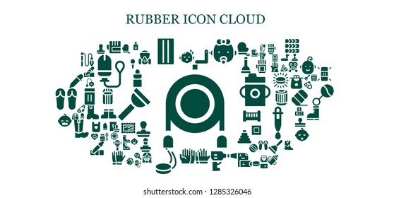 rubber icon set. 93 filled rubber icons. Simple modern icons about  - Toy, Baby, Gloves, Inflatable, Duck, Wheel pressure, Puck, Eyedropper, Stamp, Enema, Eye dropper, Gas mask