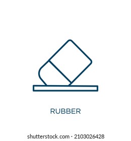 rubber icon. Thin linear rubber outline icon isolated on white background. Line vector rubber sign, symbol for web and mobile