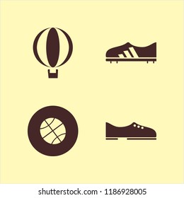 rubber icon. rubber vector icons set men shoes, basketball ball, football shoe and balloon