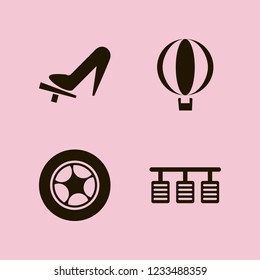 rubber icon. rubber vector icons set balloon, car wheel, pedals and woman shoe on the pedal