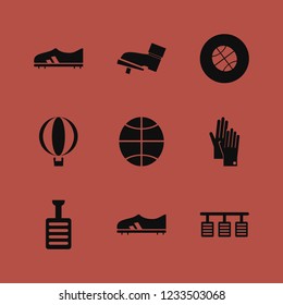 rubber icon. rubber vector icons set balloon, foot on the pedal, gloves and pedals