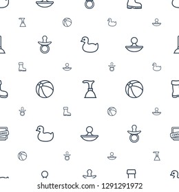 rubber icons pattern seamless white background. Included editable outline duck, plunger, boot, pacifier, beach ball, stamp, censored icons. rubber icons for web and mobile.