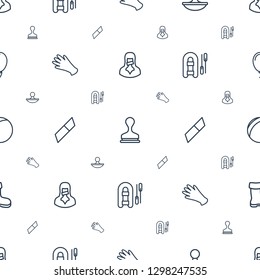 rubber icons pattern seamless white background. Included editable outline censored woman, stamp, gloves, eraser, inflatable boat, plastic ball icons. rubber icons for web and mobile.