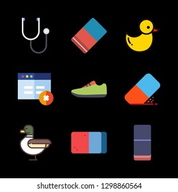 rubber icons set with cancel, sneakers and eraser vector set