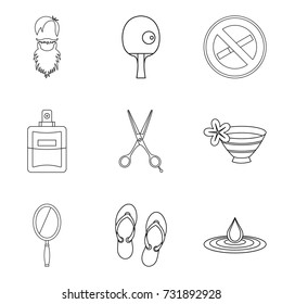 Rubber icons set. Outline set of 9 rubber vector icons for web isolated on white background
