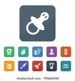 Rubber icons. vector collection filled rubber icons such as stamp, wheel balance, engine head, timing belt, tire pressure, scraper, pipette, nipple, flip-flops, life jacket